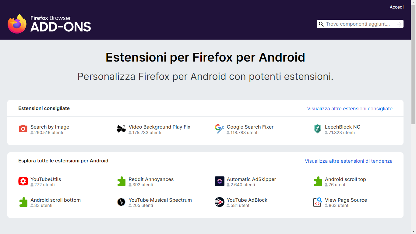 Firefox per Android adesso supporta oltre 450 estensioni