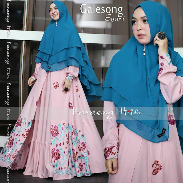 Galesong Dress Muslimah Syar'i warna peach terbaru dari Karaeng Hilda