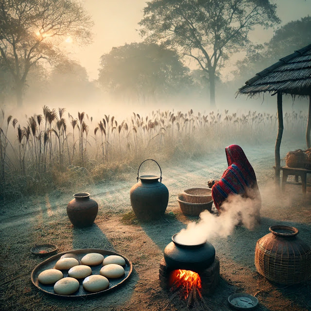 শীতের সকাল,কুয়াশা আর সাথে পিঠার আমেজ