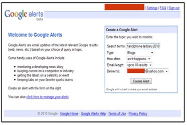 TRIK SEO : Memantau Keyword dengan Google Alerts