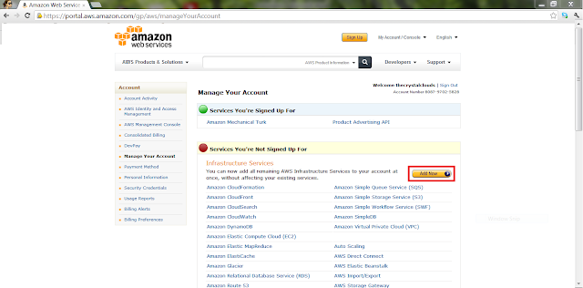 AWS Create Account - Manage your account