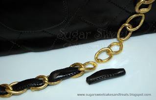 How to assemble fondant chain links and leather to look like Chanel Bag Strap
