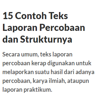 Contoh teks laporan percobaan