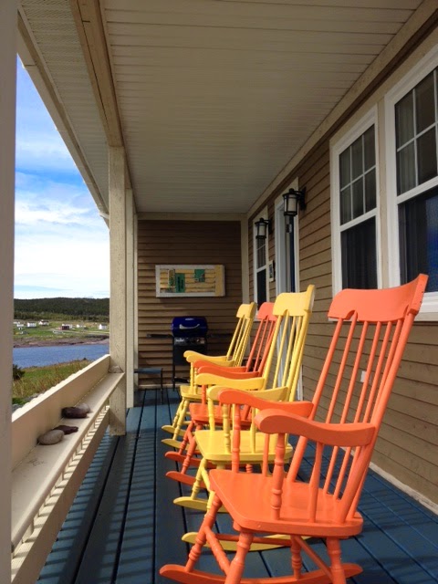 orange yellow rockers porch Duntara Bonavista Bay Margaret Ryall