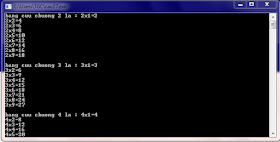 IN RA BẢNG CỬU CHƯƠNG C++