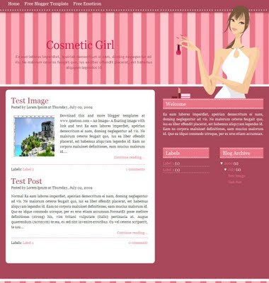 Cosmetic Girl Blogger Template