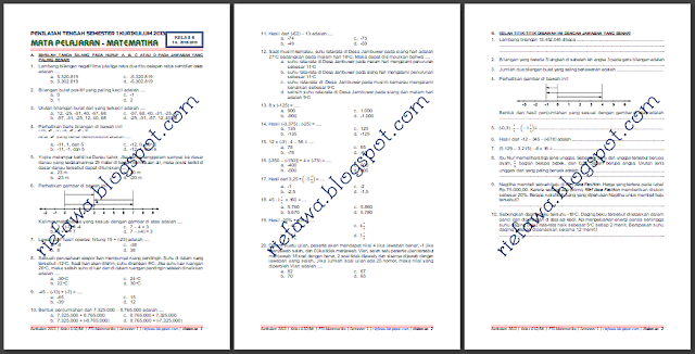 Download Soal UTS / PTS Matematika Kelas 6 SD/MI Kurikulum 2013 Semester 1 Terbaru  Rief Awa Blog