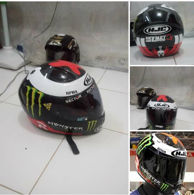 Modifikasi Helm Cargloss Yamaha jadi Helm HJC Lorenzo