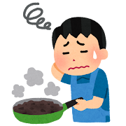 料理に失敗した男性のイラスト