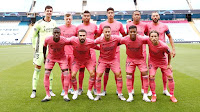 REAL MADRID C. F. Temporada 2019-20. Courtois, Kroos, Casemiro, Varane, Militao, Benzema. Mendy, Carvajal, Hazard, Rodrygo y Modric. MANCHESTER CITY F. C. 2 🆚 REAL MADRID C. F. 1  Resultado eliminatoria: MANCHESTER CITY FC 4 🆚 REAL MADRID CF 2 Viernes 07/08/2020, 21:00 horas. Liga de Campeones de la UEFA, octavos de final, partido de vuelta. Manchester, Inglaterra, Etihad Stadium: sin público. GOLES: ⚽1-0: 9’, Raheem Sterling. ⚽1-1: 28’, Karim Benzema. 2-1: 68’, Gabriel Jesús.