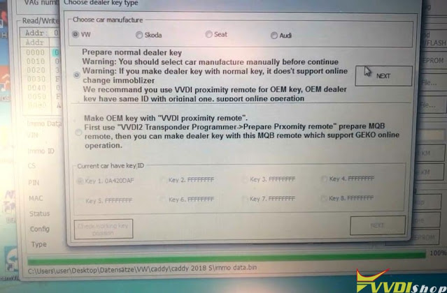 Xhorse VVDI2 Adds VW Caddy 2018 MQB48 Key 16