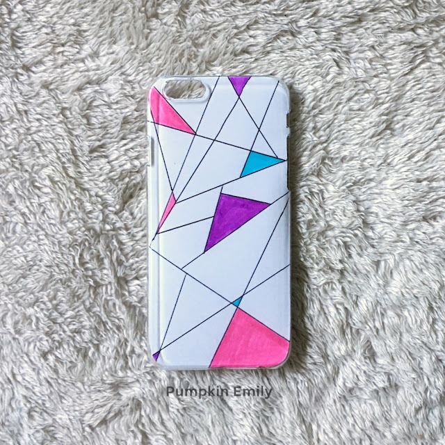DIY geometric phone case with lines and colors