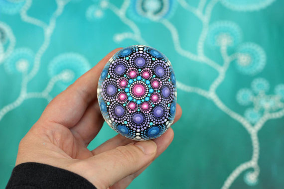 Mandala Stone - Hand Painted