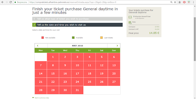 Jak zarezerwować bilet na Alhambrę na nowej stronie