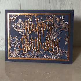 Happy Birthday card in Night of Navy and embossed Copper