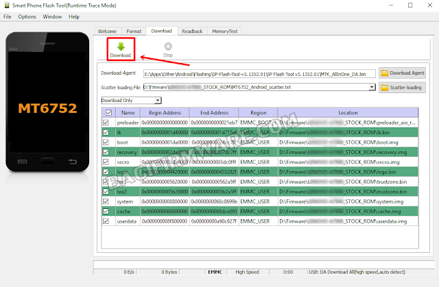 Klik download sp flashtool