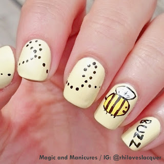 Happy summer yellow bee nails