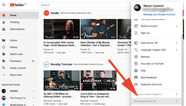 Cara  Mengontrol Orangtua di YouTube 3