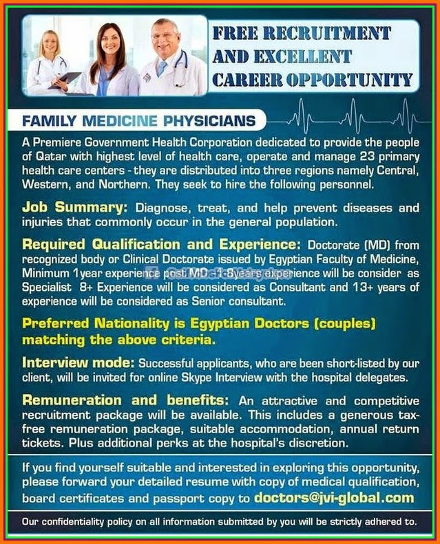 Free Recruitment for Health care department in Qatar