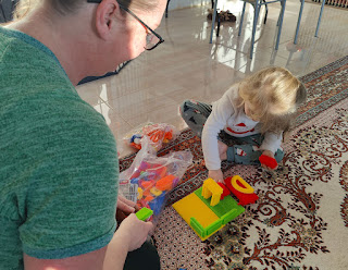 A new toy; sticklebricks. Superb fun