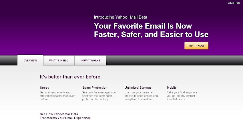 Tampilan Baru E-mail Yahoo! (With Fasilitas Beta Version)