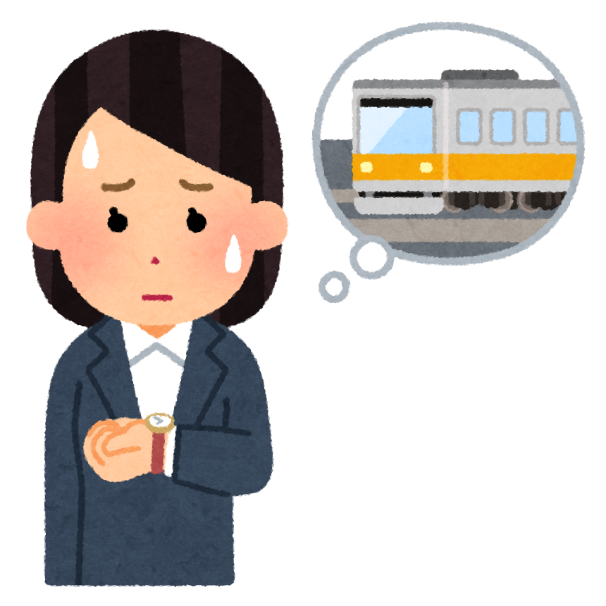 電車の遅延の心配をする人のイラスト 女性 かわいいフリー素材集 いらすとや