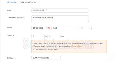 langkah 5-9 menjadwalkan zoom di website