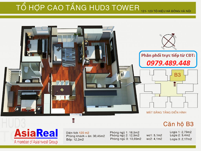 Căn hộ B3 - Hud3 Tower