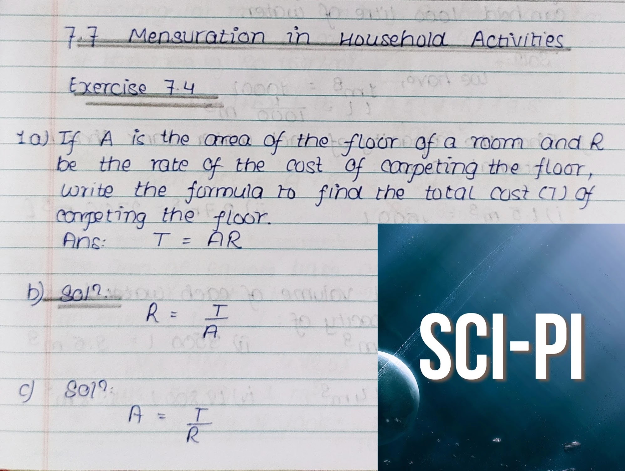 Exercise 7.4 Mensuration in Household Activities Class 10 Solutions from vedanta Excel in Mathematics