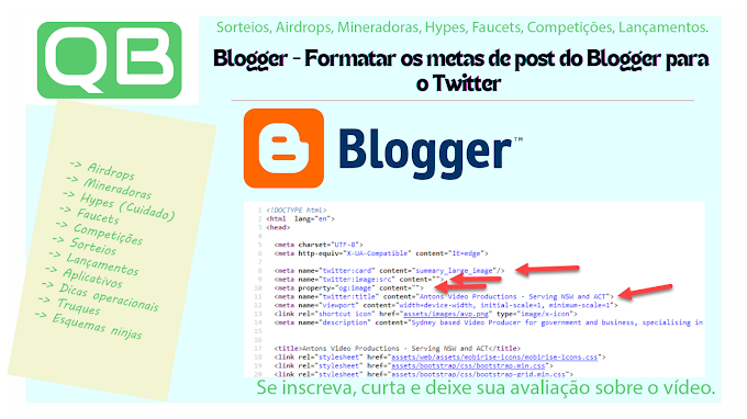 Blogger - Formatar os metas de post do Blogger para o Twitter 