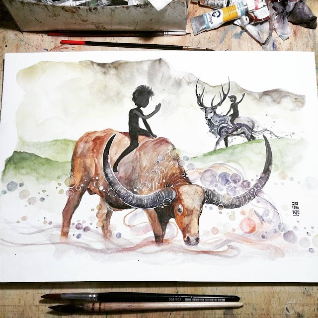 Amazing Watercolor Painting Mr. Black Editions