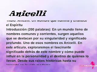 significado del nombre Anicelli