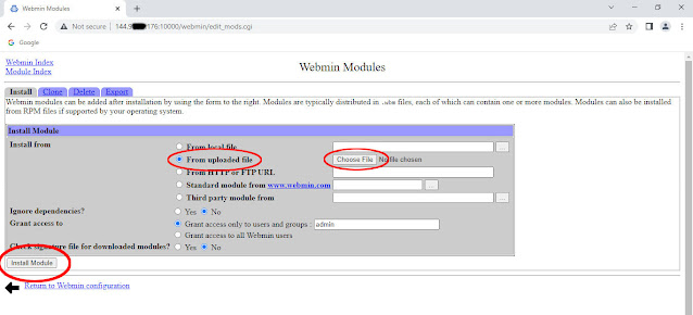 install module in webmin