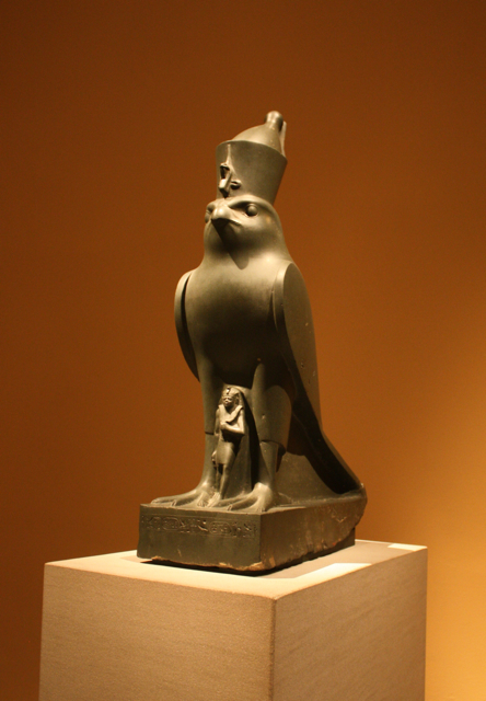 A statue of the Egyptian god Horus in the collection of The Metropolitan 