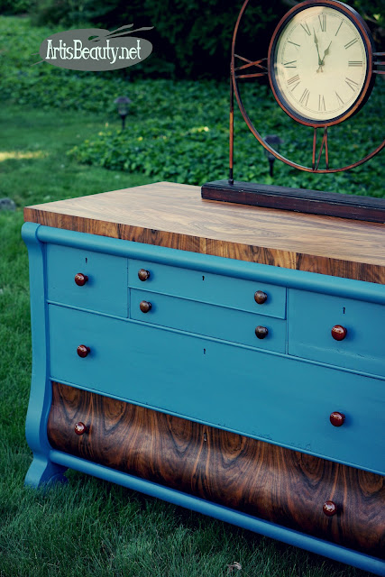 rosewood and walnut custom painted empire buffet dresser makeover general finishes