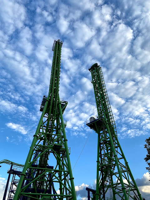 Giant Inverted Boomerang Roller Coaster Lift Hill Towers Six Flags New England