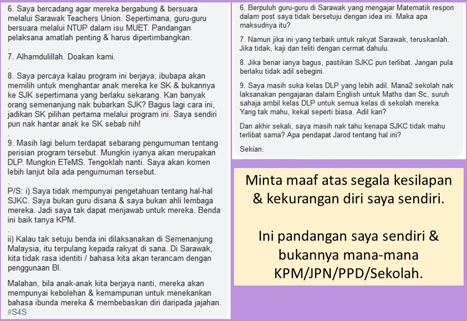 Soalan: PdPk Mate/Sains Dalam Bahasa Inggeris Di Sarawak