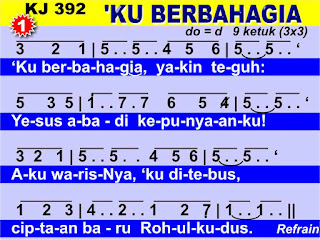 Lirik dan Not Kidung Jemaat 392 'Ku Berbahagia