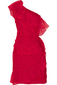 Ruffled one-shoulder silk-chiffon dress Original price