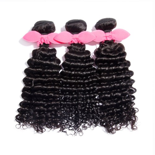 10"-30" 3 Bundles Deep Curly Virgin Brazilian Hair Natural Black 300g