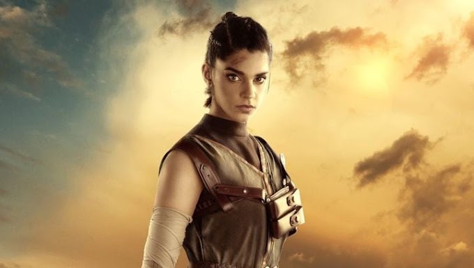 Sanam Saeed dressed in a warrior outfit in the first look of 'Amr Aiyar'