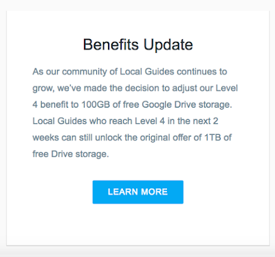 Google Maps Local Guides cuts Level 4 free Drive storage from 1TB to 100GB