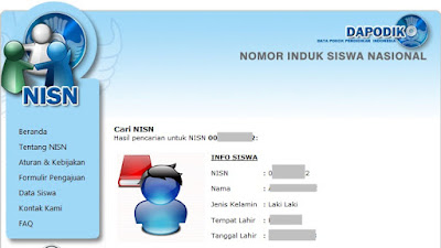 Hasil Pencarian NISN beradasarkan Nomor Induk Siswa Nasional