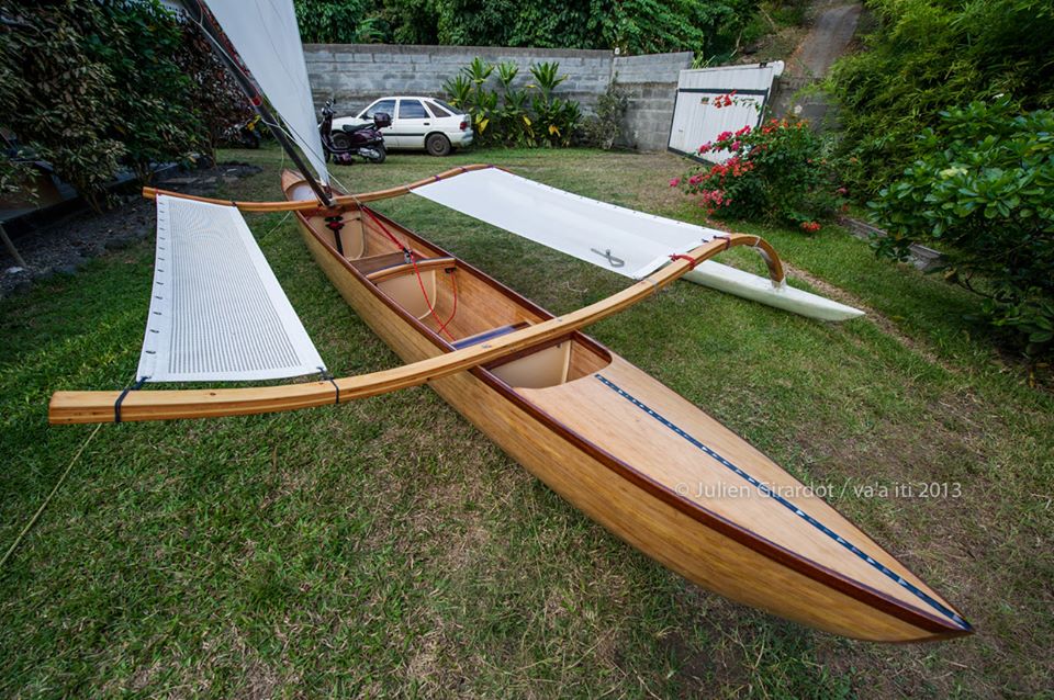  elegant and seaworthy looking canoes (va'a) being built in Tahiti