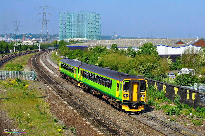 153371 and 153354 at Saltley Viaduct in Central Trains green