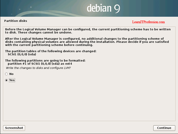 how install debian 9 with lvm