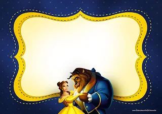 Beauty and the Beast Party Free Printable Invitations, Labels or Cards.