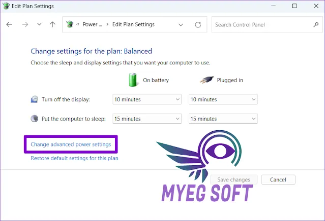 change advanced power settings
