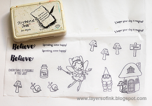 Layers of ink - Gnome Home Mixed Media Tutorial by Anna-Karin with Stamptember stamps.