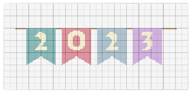2023 banner - free cross stitch pattern